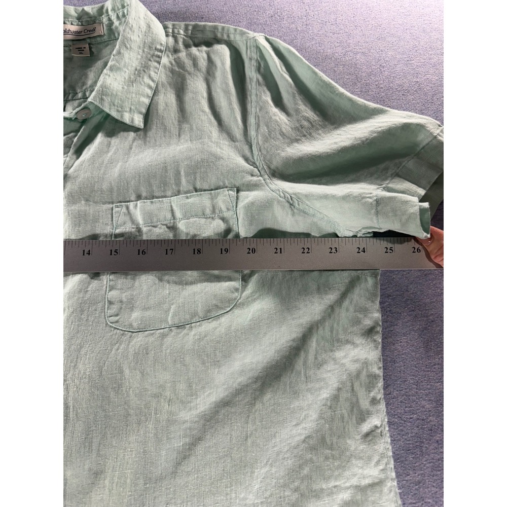 Coldwater Creek Womens XL Mint Green 100% Linen Short Sleeve Button Up Shirt - Picture 7 of 7